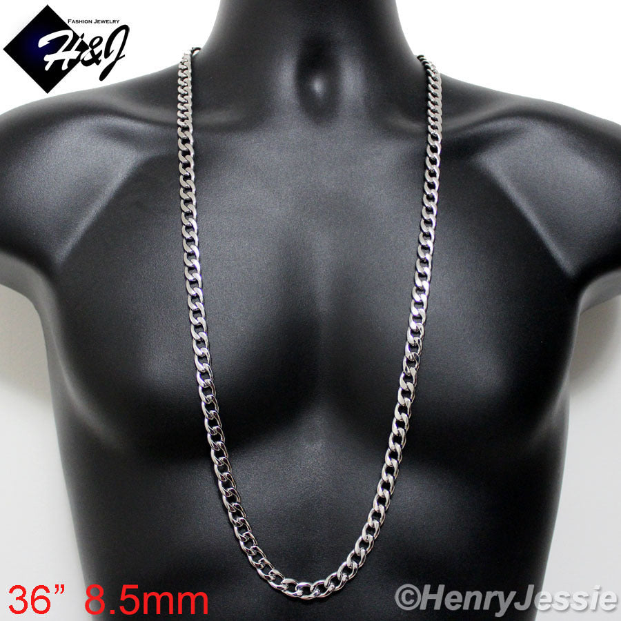 Men's 316L Stainless Steel Silver Cuban Curb Chain Bracelet Necklace | 4/5/6/78.5/9.5/12mm | 7.5"-40"