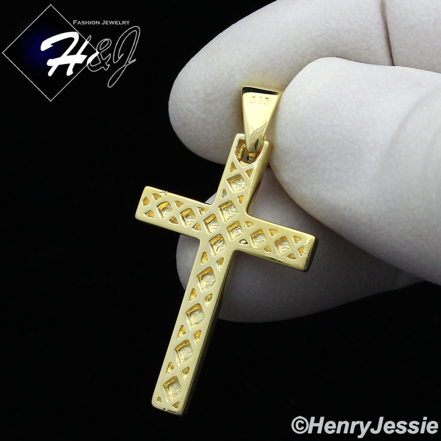 Men Women 925 Sterling Silver Plain Cross Pendant | Silver & Gold | SP194
