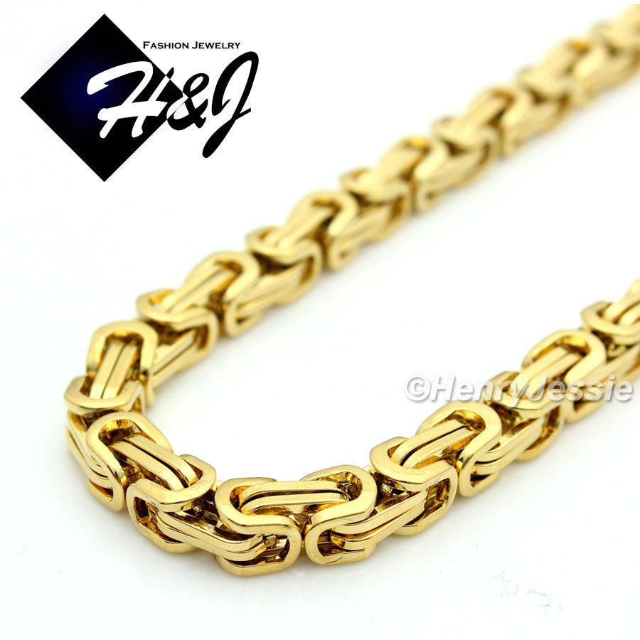 Men's 316L Stainless Steel Byzantine Box Chain Bracelet Necklace| Silver Gold Black | 4/6/9mm | 7.5"-40"