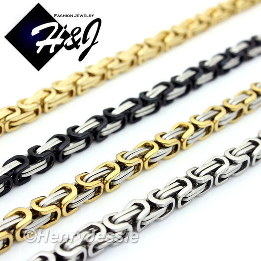 Men's 316L Stainless Steel Byzantine Box Chain Bracelet Necklace| Silver Gold Black | 4/6/9mm | 7.5"-40"
