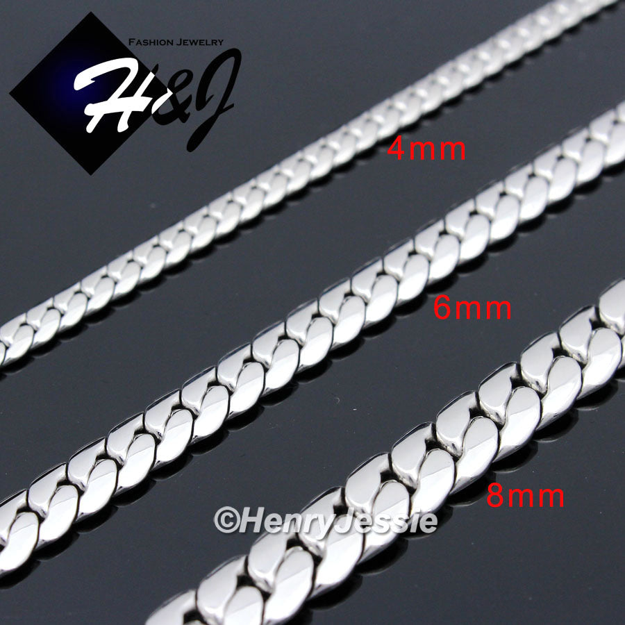 Men's 316L Stainless Steel Silver Miami Cuban Curb Chain Bracelet Necklace | 3/4/5/6/8mm | 7.5"-40" | N155