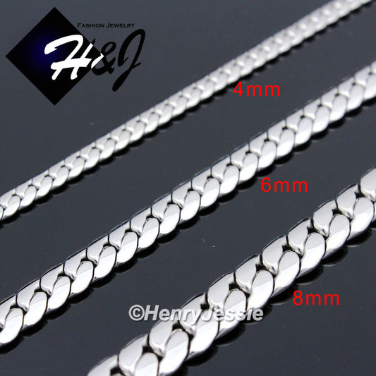 Men's 316L Stainless Steel Silver Miami Cuban Curb Chain Bracelet Necklace | 3/4/5/6/8mm | 7.5"-40" | N155