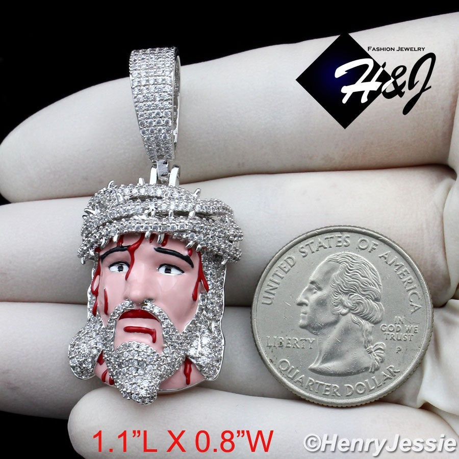 14K Gold Plated Icy CZ 3D HipHop Jesus Blood Face Pendant | Gold & Silver | BP30