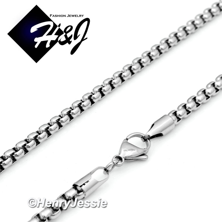 Men's 316L Stainless Steel Silver Smooth Box Chain Bracelet Necklace | 2/3/4/5/7mm | 7.5"-40"