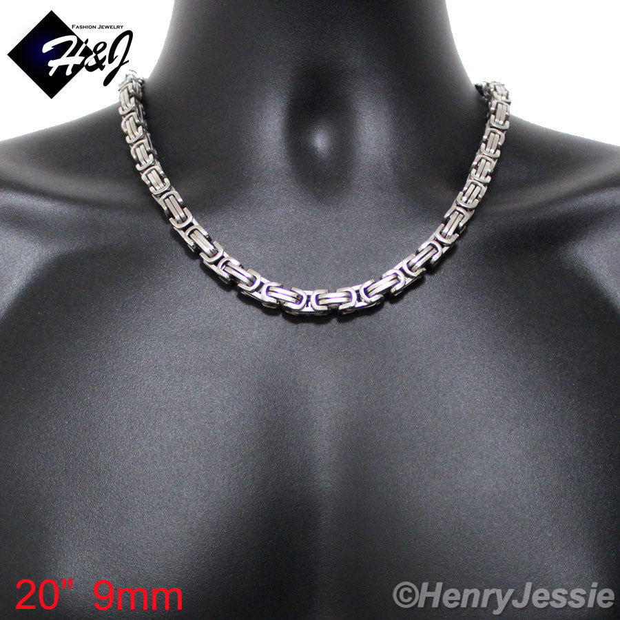 Men's 316L Stainless Steel Byzantine Box Chain Bracelet Necklace| Silver Gold Black | 4/6/9mm | 7.5"-40"