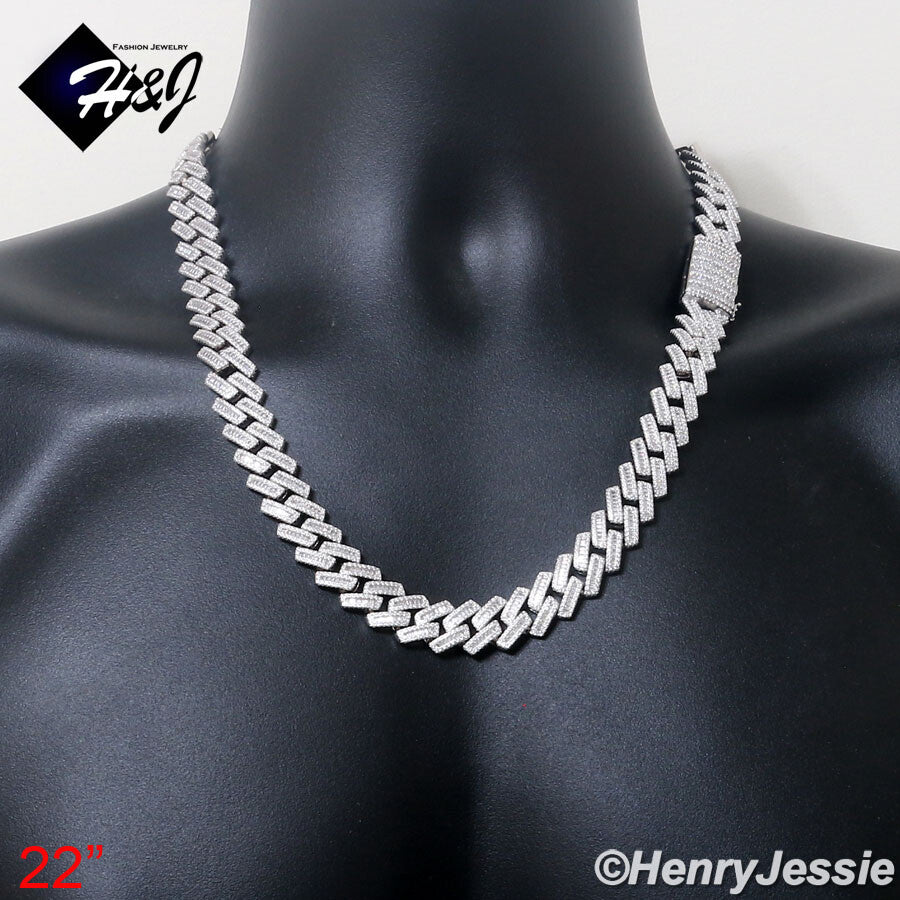 Men's Icy Baguette CZ Miami Cuban Chain Necklace | 925 Sterling Silver | SN22