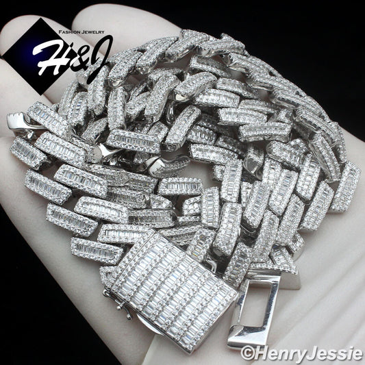 Men's Icy Baguette CZ Miami Cuban Chain Necklace | 925 Sterling Silver | SN22