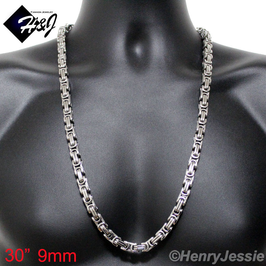 Men's 316L Stainless Steel Byzantine Box Chain Bracelet Necklace| Silver Gold Black | 4/6/9mm | 7.5"-40"
