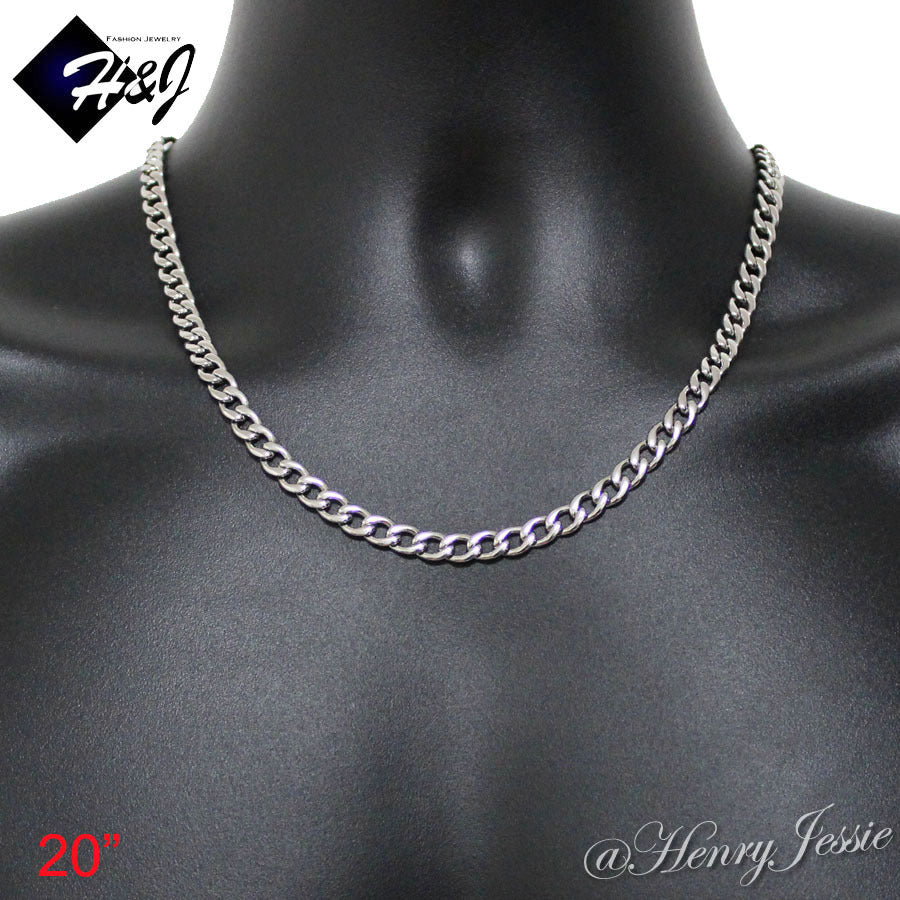 Men's 316L Stainless Steel Silver Cuban Curb Chain Bracelet Necklace | 4/5/6/78.5/9.5/12mm | 7.5"-40"