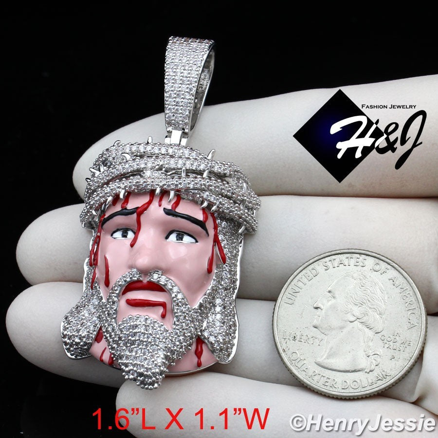 14K Gold Plated Icy CZ 3D HipHop Jesus Blood Face Pendant | Gold & Silver | BP30