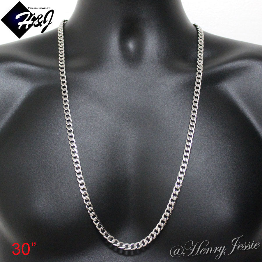 Men's 316L Stainless Steel Silver Cuban Curb Chain Bracelet Necklace | 4/5/6/78.5/9.5/12mm | 7.5"-40"