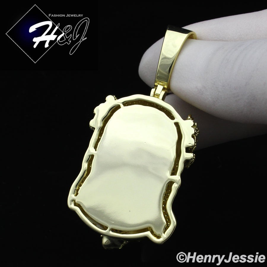 14K Gold Plated Icy CZ 3D HipHop Jesus Blood Face Pendant | Gold & Silver | BP30
