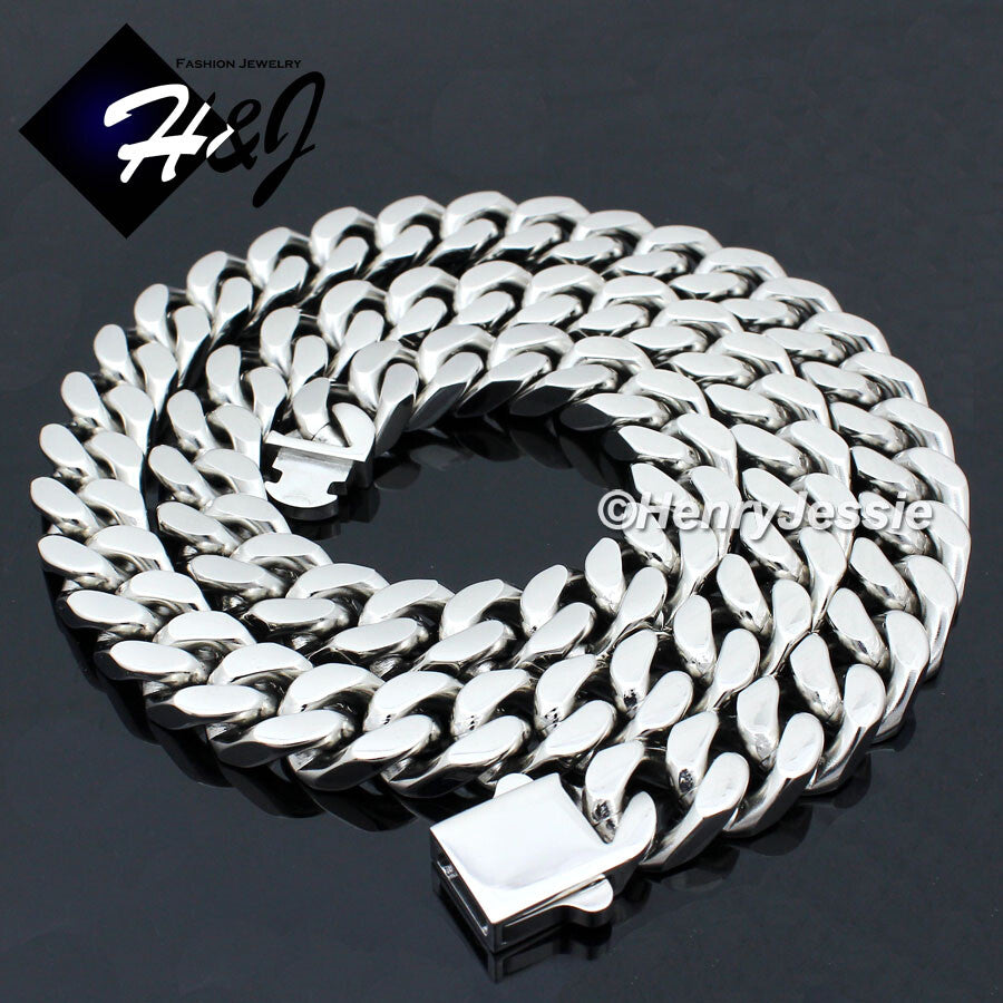 Men's 316L Stainless Steel Silver Miami Cuban Curb Chain Bracelet Necklace | 7/10/12mm | 7.5"-40" | N166