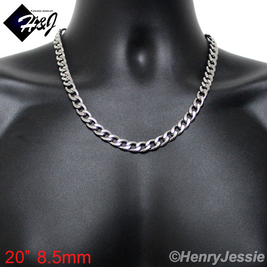 Men's 316L Stainless Steel Silver Cuban Curb Chain Bracelet Necklace | 4/5/6/78.5/9.5/12mm | 7.5"-40"