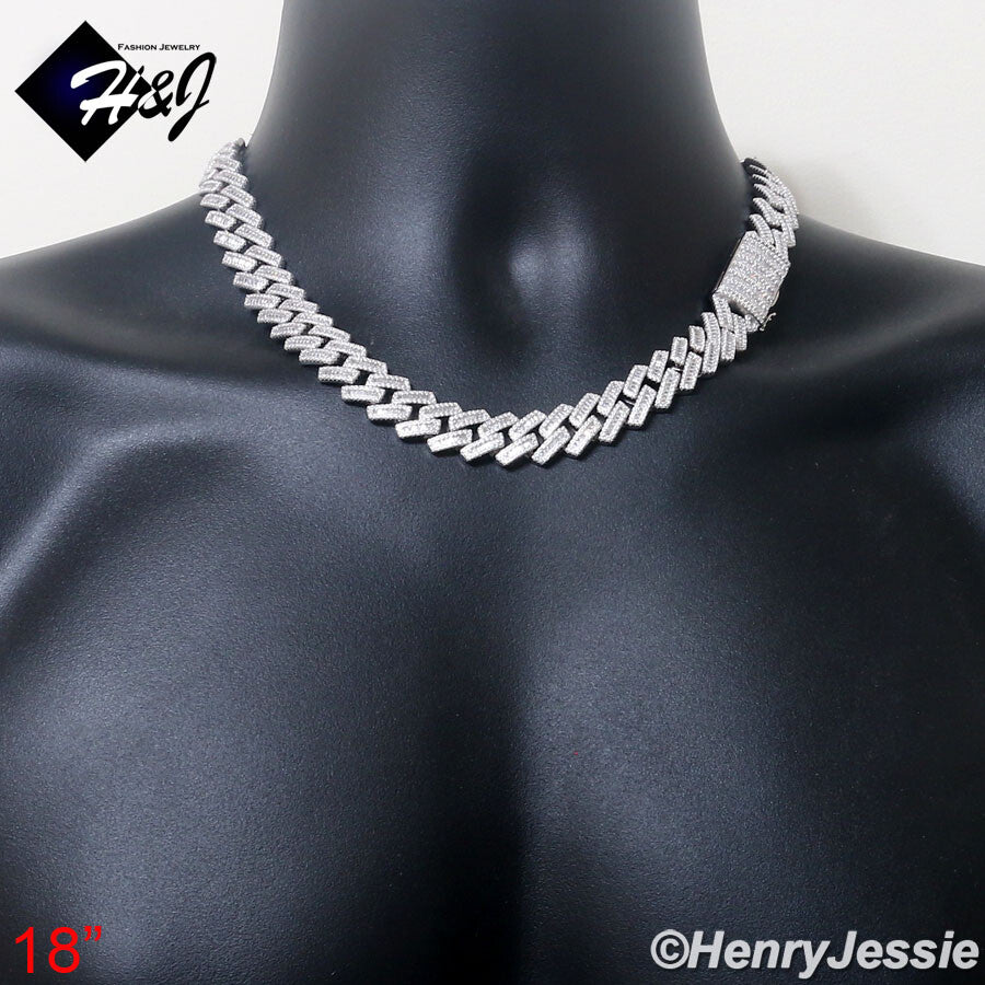 Men's Icy Baguette CZ Miami Cuban Chain Necklace | 925 Sterling Silver | SN22