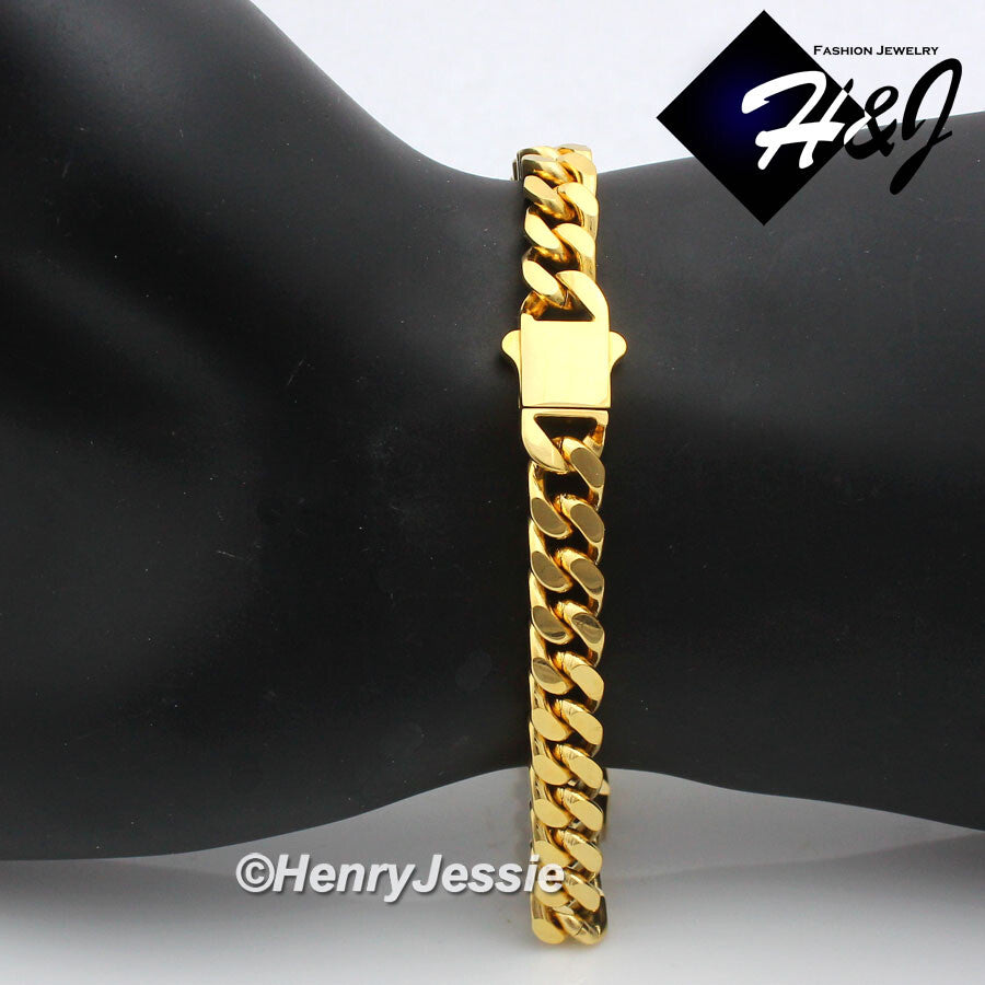 Men's 316L Stainless Steel Gold Miami Cuban Curb Chain Bracelet Necklace | 7/10/12mm | 7.5"-40" | GN166
