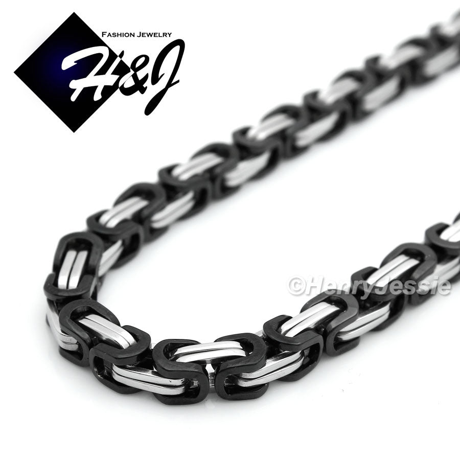 Men's 316L Stainless Steel Byzantine Box Chain Bracelet Necklace| Silver Gold Black | 4/6/9mm | 7.5"-40"