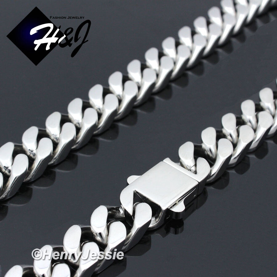 Men's 316L Stainless Steel Silver Miami Cuban Curb Chain Bracelet Necklace | 7/10/12mm | 7.5"-40" | N166