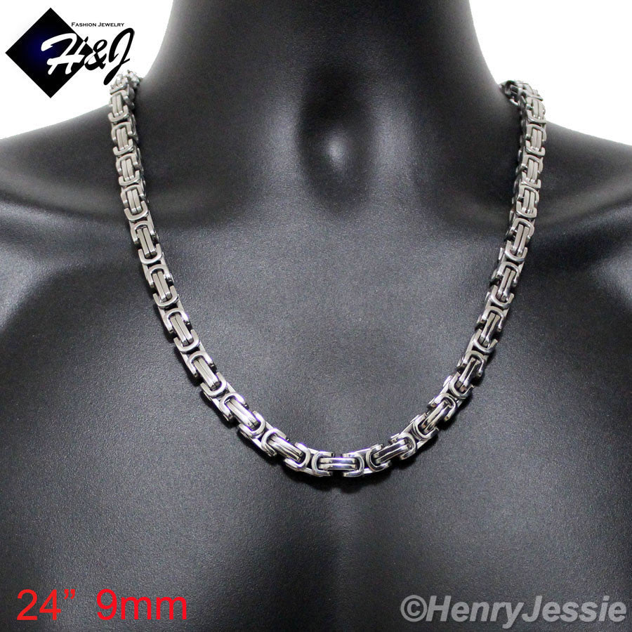 Men's 316L Stainless Steel Byzantine Box Chain Bracelet Necklace| Silver Gold Black | 4/6/9mm | 7.5"-40"