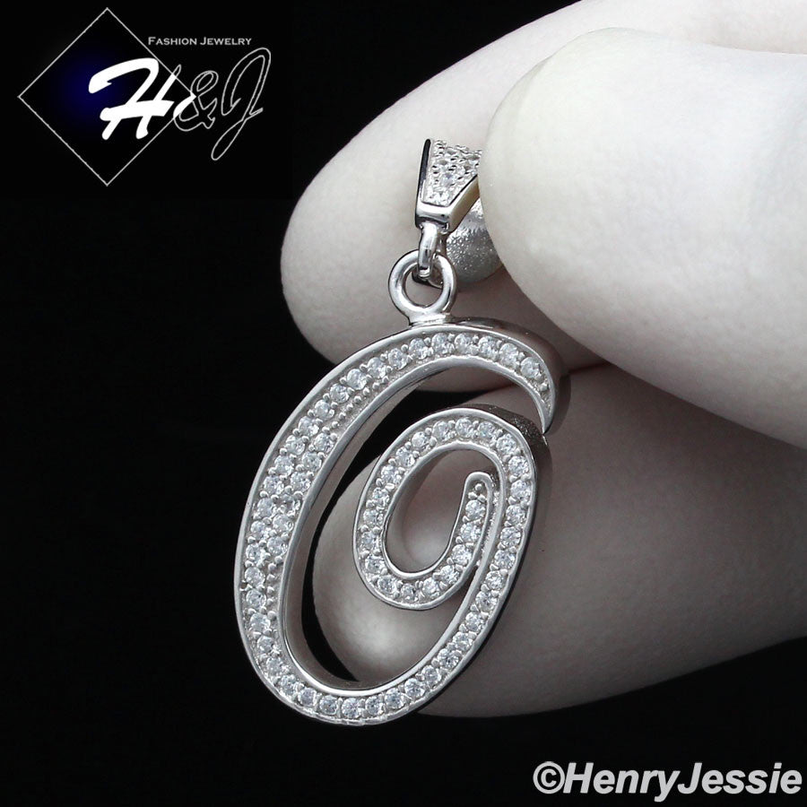 Men Women925 Sterling Silver Icy Bling CZ 26 Initial Letter Pendant*SP175