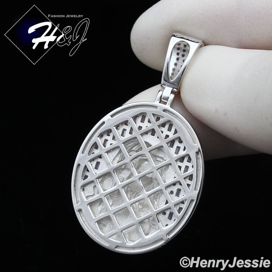 925 Sterling Silver Baguette CZ 3D Jesus Face Oval Pendant | Gold & Silver | P385