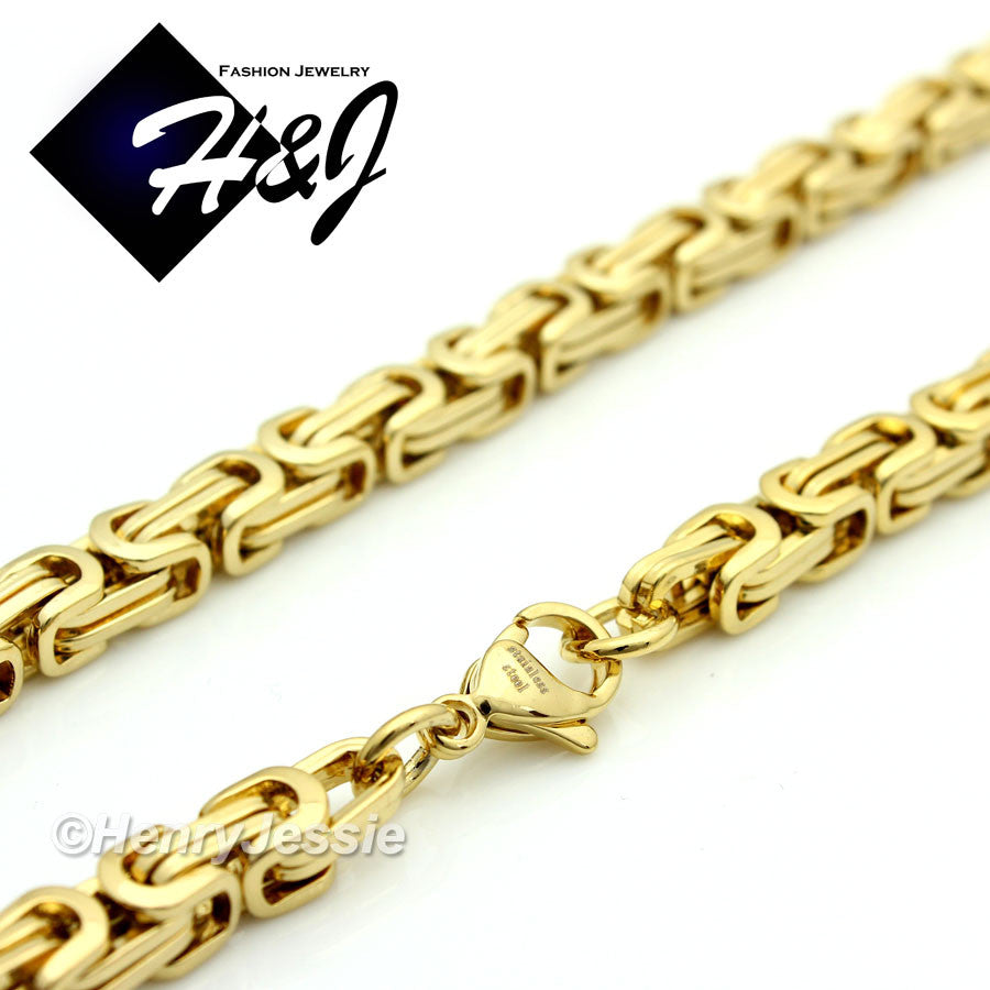 Men's 316L Stainless Steel Byzantine Box Chain Bracelet Necklace| Silver Gold Black | 4/6/9mm | 7.5"-40"
