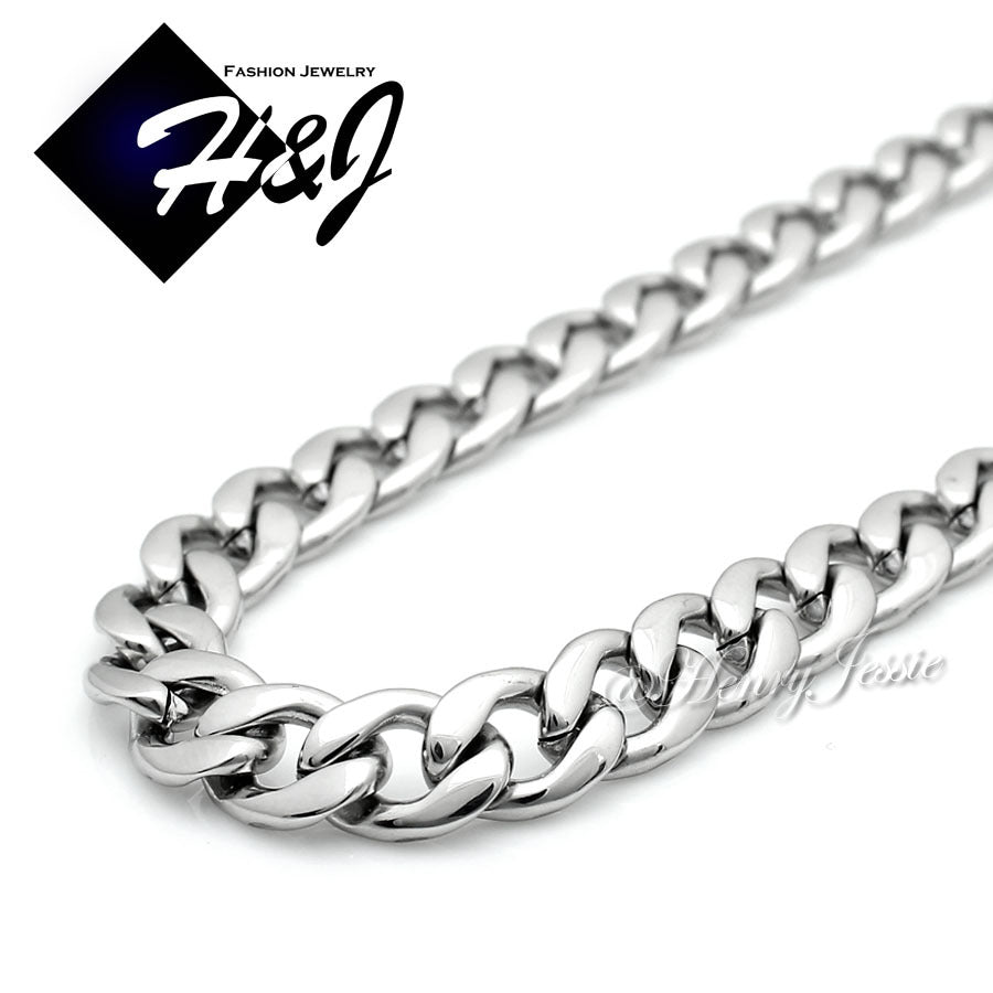 Men's 316L Stainless Steel Silver Cuban Curb Chain Bracelet Necklace | 4/5/6/78.5/9.5/12mm | 7.5"-40"