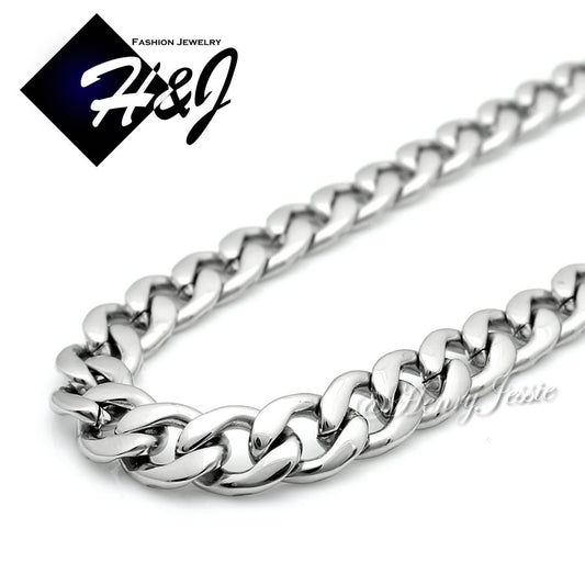 Men's 316L Stainless Steel Silver Cuban Curb Chain Bracelet Necklace | 4/5/6/78.5/9.5/12mm | 7.5"-40"