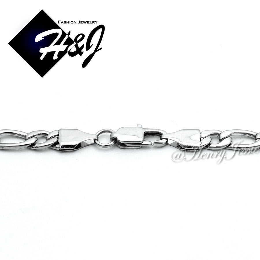 Men's 316L Stainless Steel Silver Figaro Link Chain Bracelet Necklace | 2/3/4/5/6/78mm | 7.5"-40" | N114