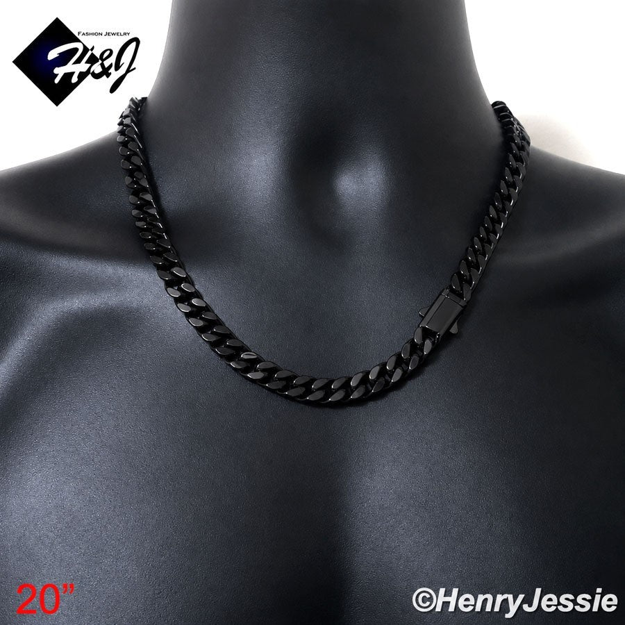 Men's 316L Stainless Steel Black Miami Cuban Curb Chain Bracelet Necklace | 8.5mm | 7.5"-40" | N172