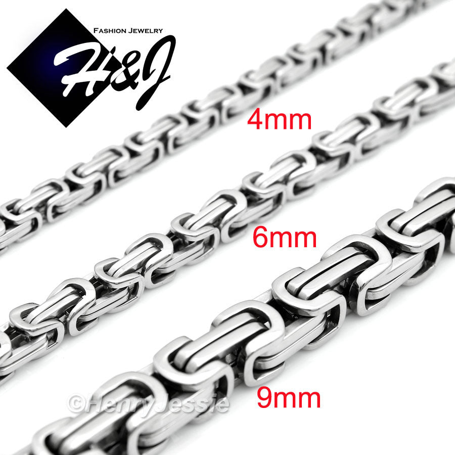 Men's 316L Stainless Steel Byzantine Box Chain Bracelet Necklace| Silver Gold Black | 4/6/9mm | 7.5"-40"