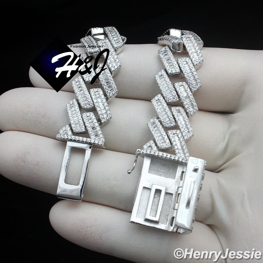 Men's Icy Baguette CZ Miami Cuban Chain Necklace | 925 Sterling Silver | SN22