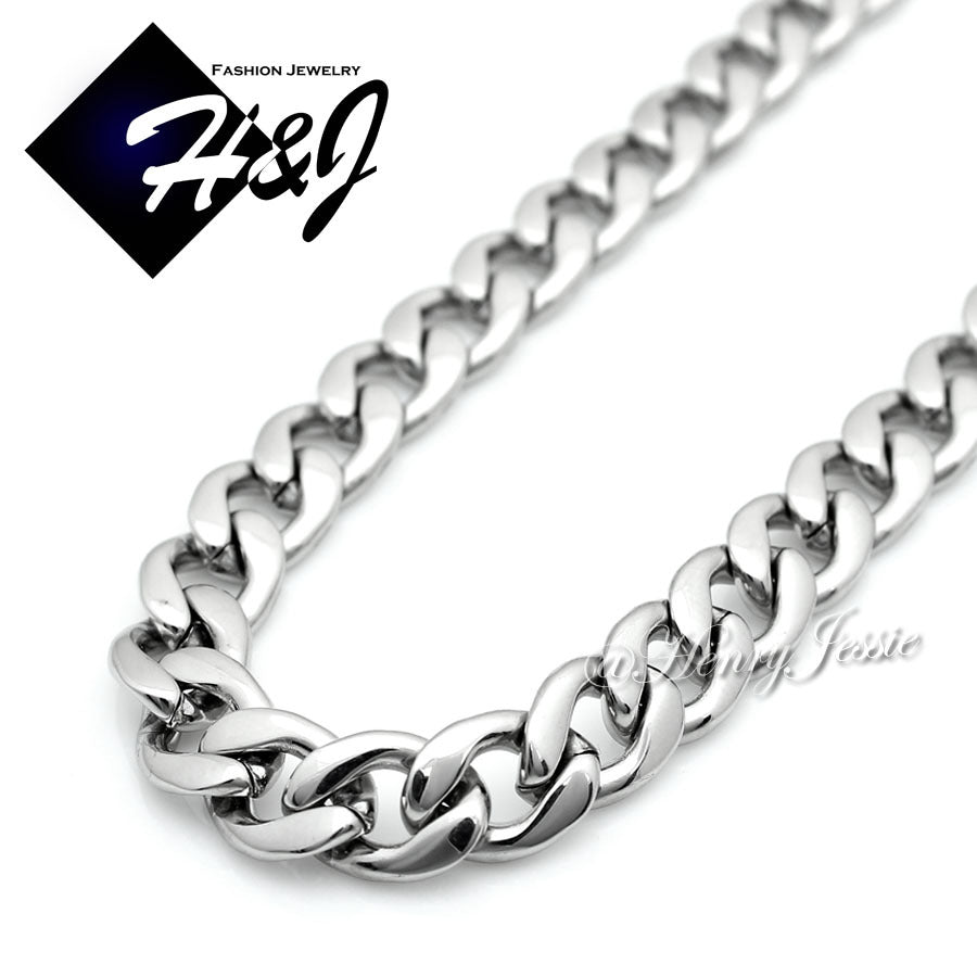 Men's 316L Stainless Steel Silver Cuban Curb Chain Bracelet Necklace | 4/5/6/78.5/9.5/12mm | 7.5"-40"