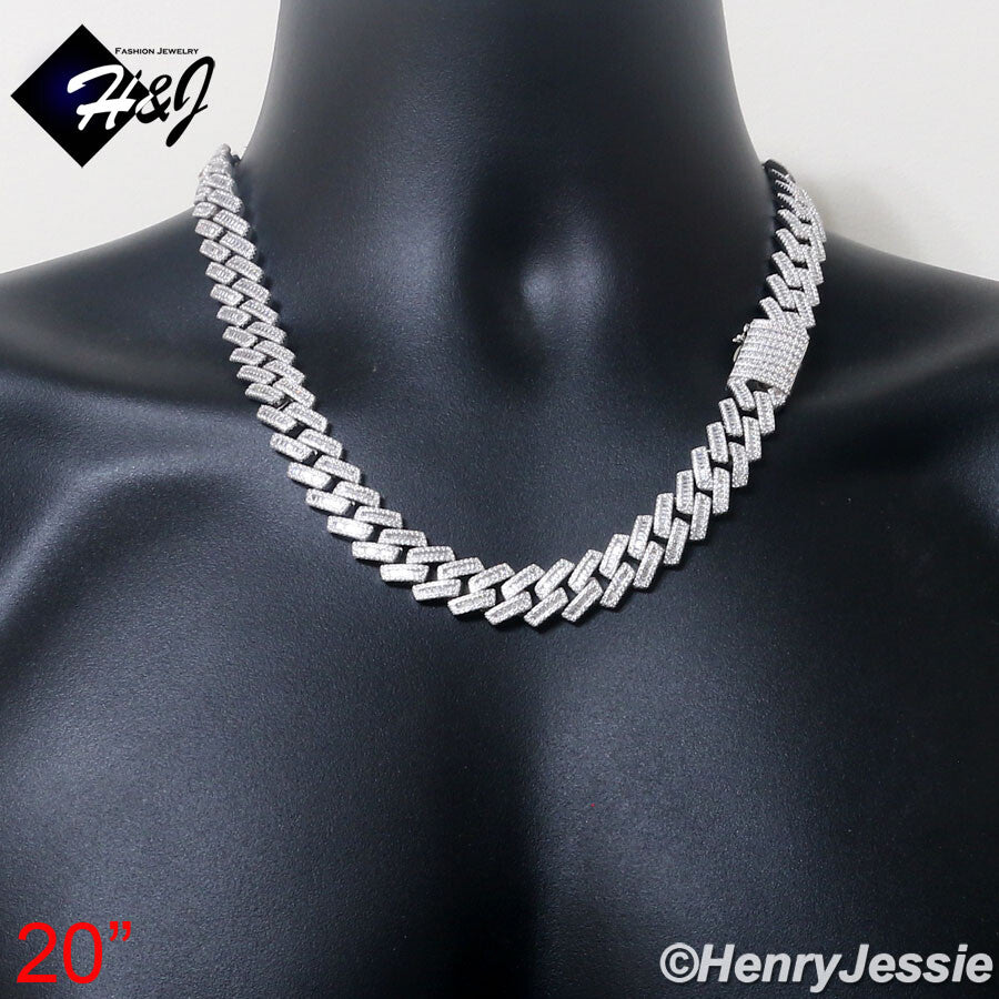 Men's Icy Baguette CZ Miami Cuban Chain Necklace | 925 Sterling Silver | SN22