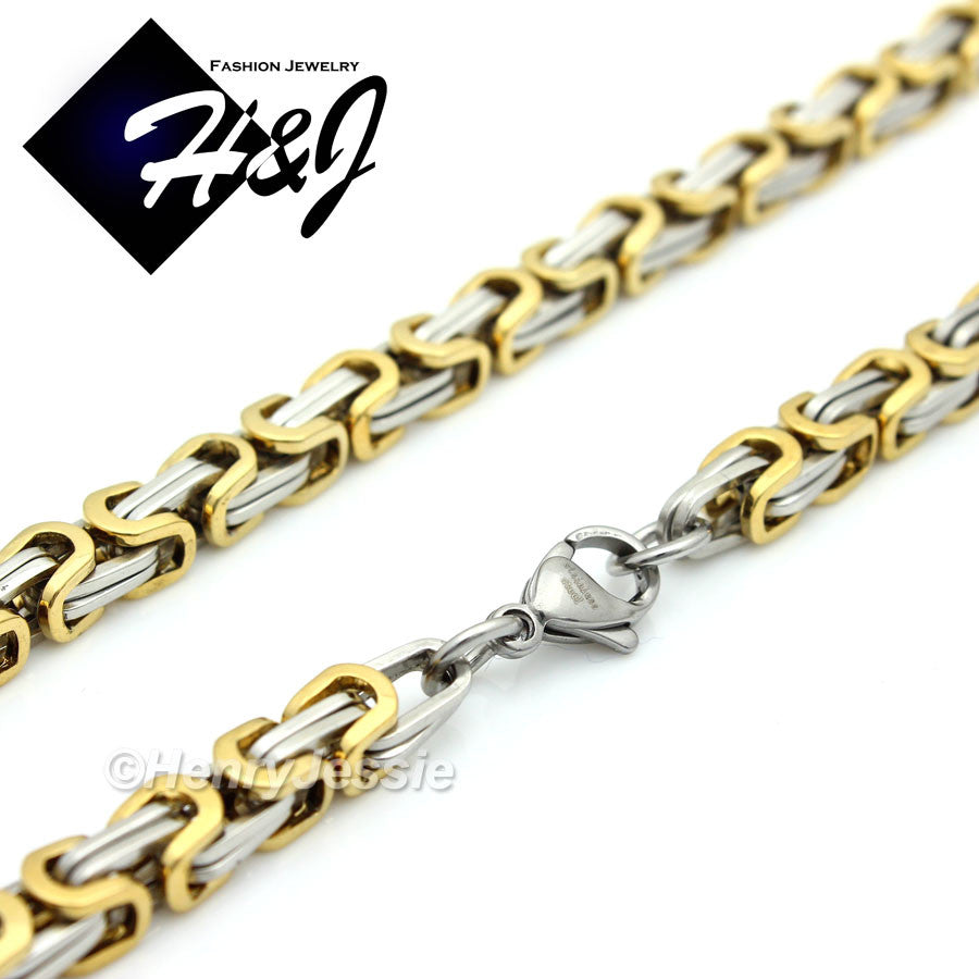 Men's 316L Stainless Steel Byzantine Box Chain Bracelet Necklace| Silver Gold Black | 4/6/9mm | 7.5"-40"
