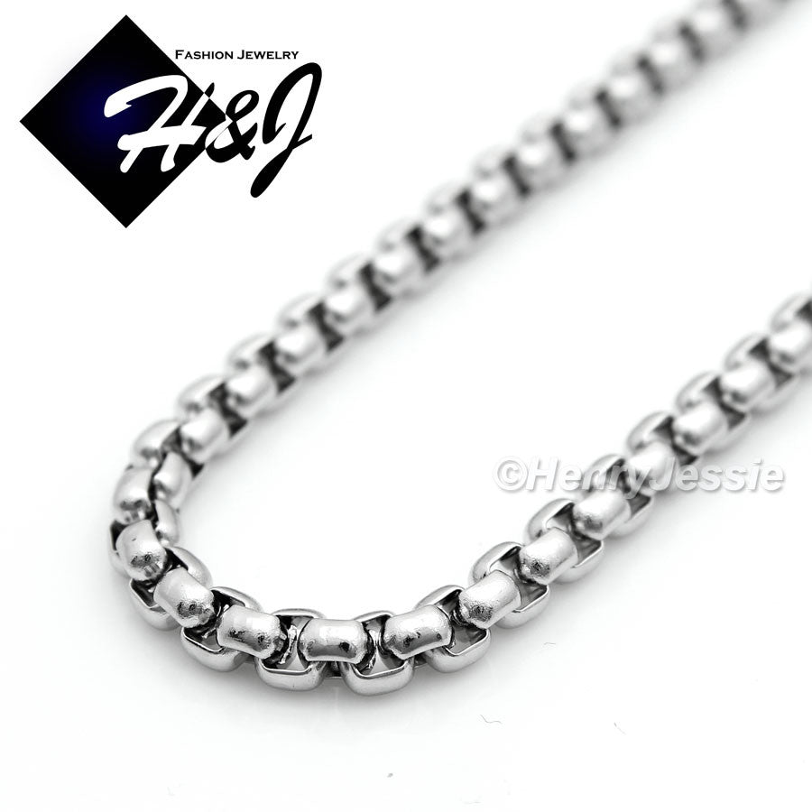 Men's 316L Stainless Steel Silver Smooth Box Chain Bracelet Necklace | 2/3/4/5/7mm | 7.5"-40"