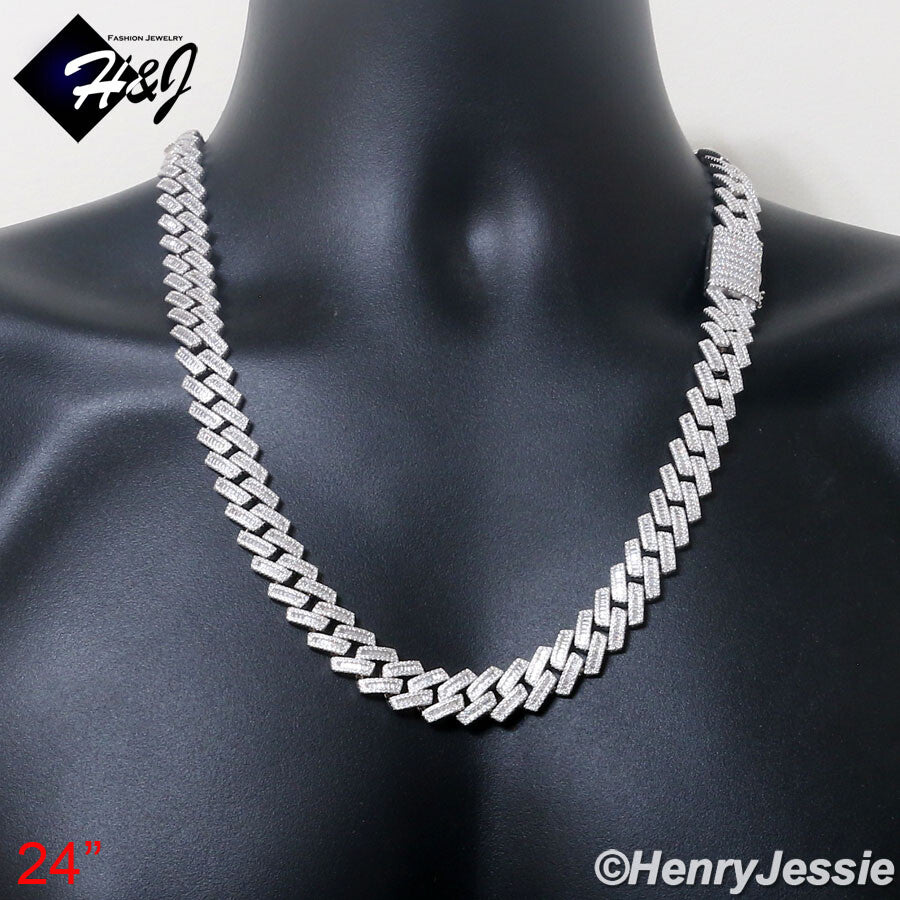 Men's Icy Baguette CZ Miami Cuban Chain Necklace | 925 Sterling Silver | SN22