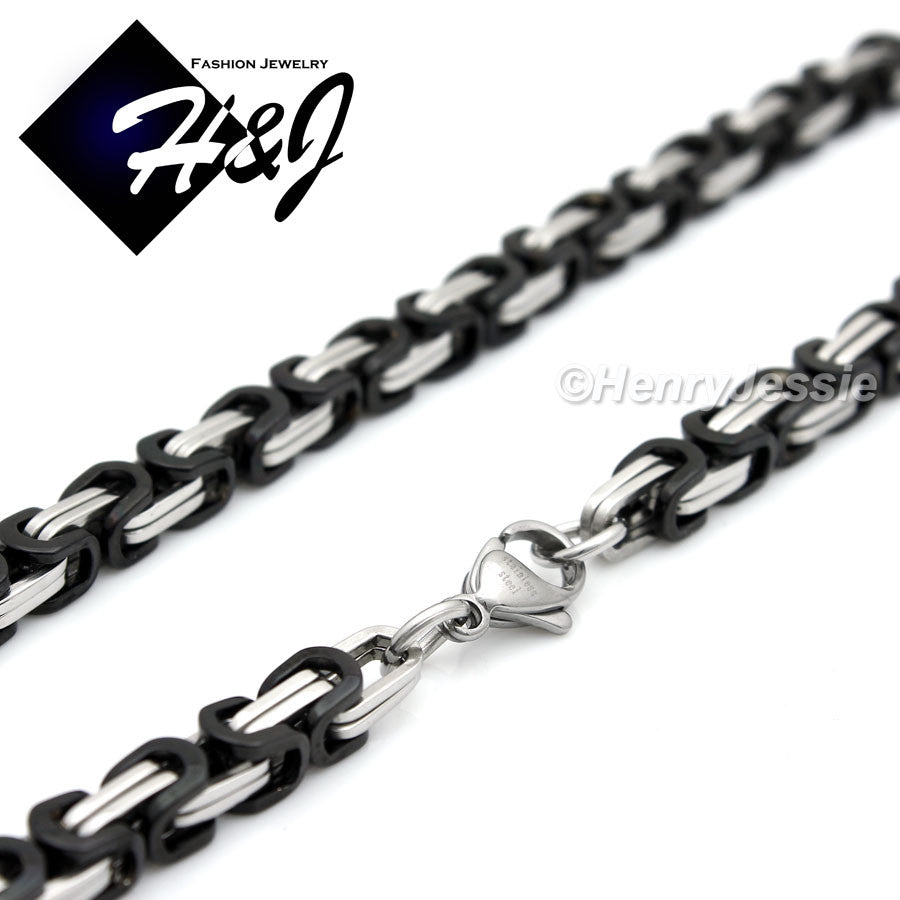 Men's 316L Stainless Steel Byzantine Box Chain Bracelet Necklace| Silver Gold Black | 4/6/9mm | 7.5"-40"