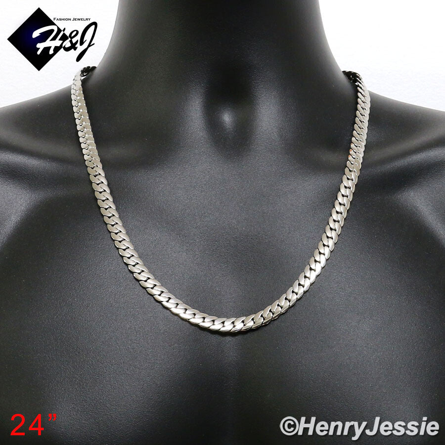 Men's 316L Stainless Steel Silver Miami Cuban Curb Chain Bracelet Necklace | 3/4/5/6/8mm | 7.5"-40" | N155