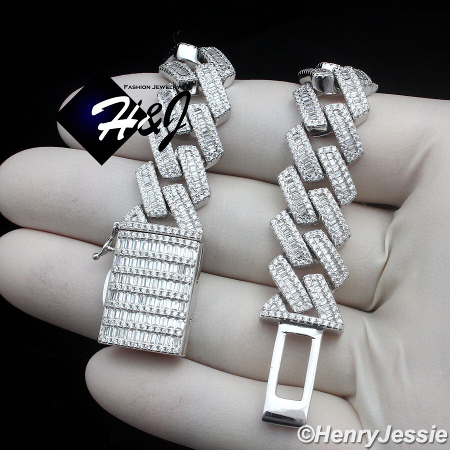 Men's Icy Baguette CZ Miami Cuban Chain Necklace | 925 Sterling Silver | SN22