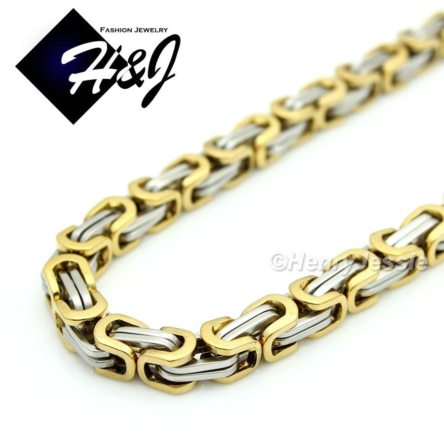 Men's 316L Stainless Steel Byzantine Box Chain Bracelet Necklace| Silver Gold Black | 4/6/9mm | 7.5"-40"